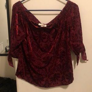 Off the shoulder velvet red top